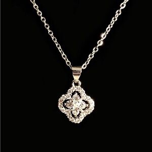 Classic Silver Floral Pendant Necklace